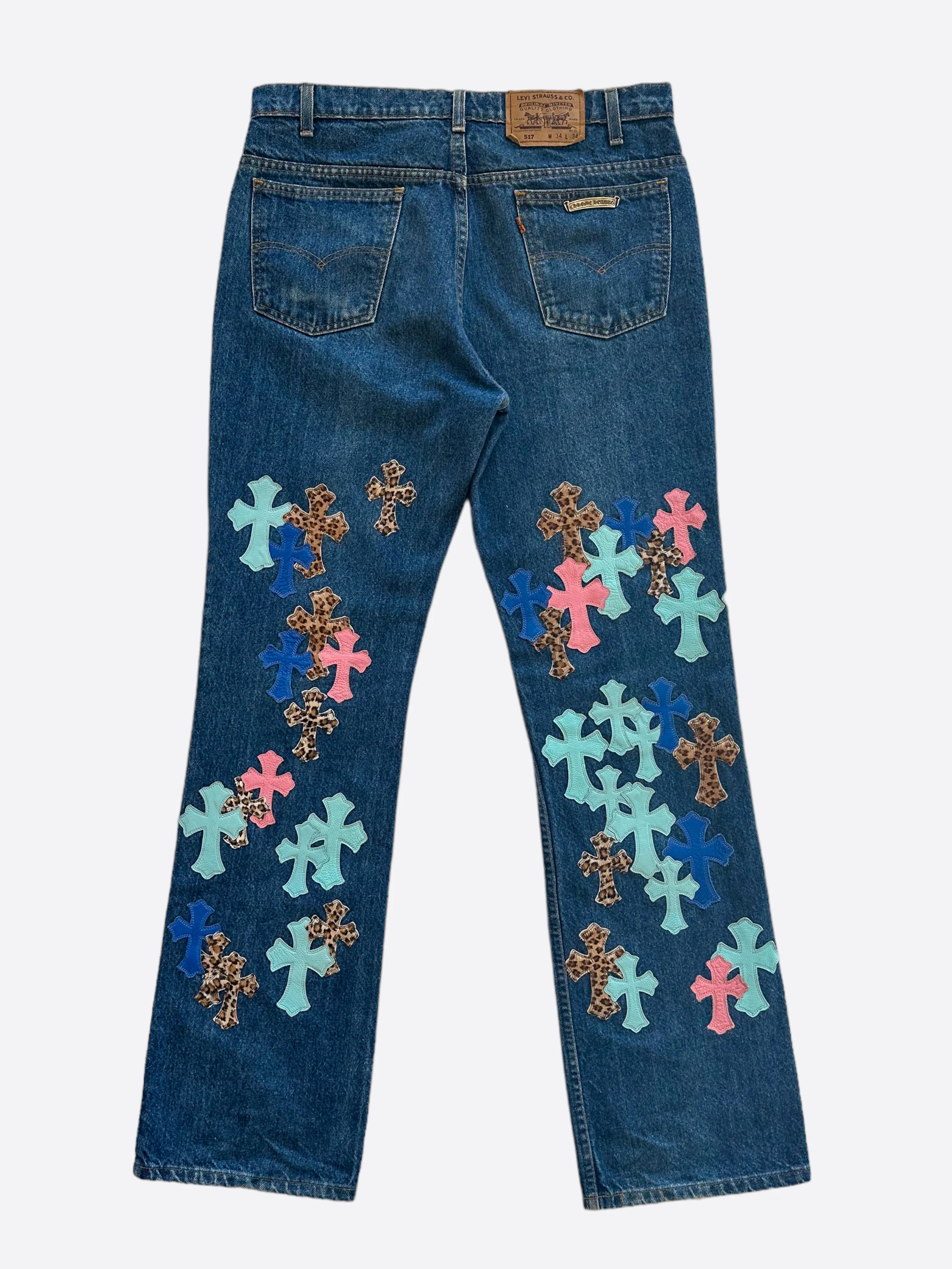 Chrome Hearts Levis Blue Multicolor Cross Patch 1/1 Jeans