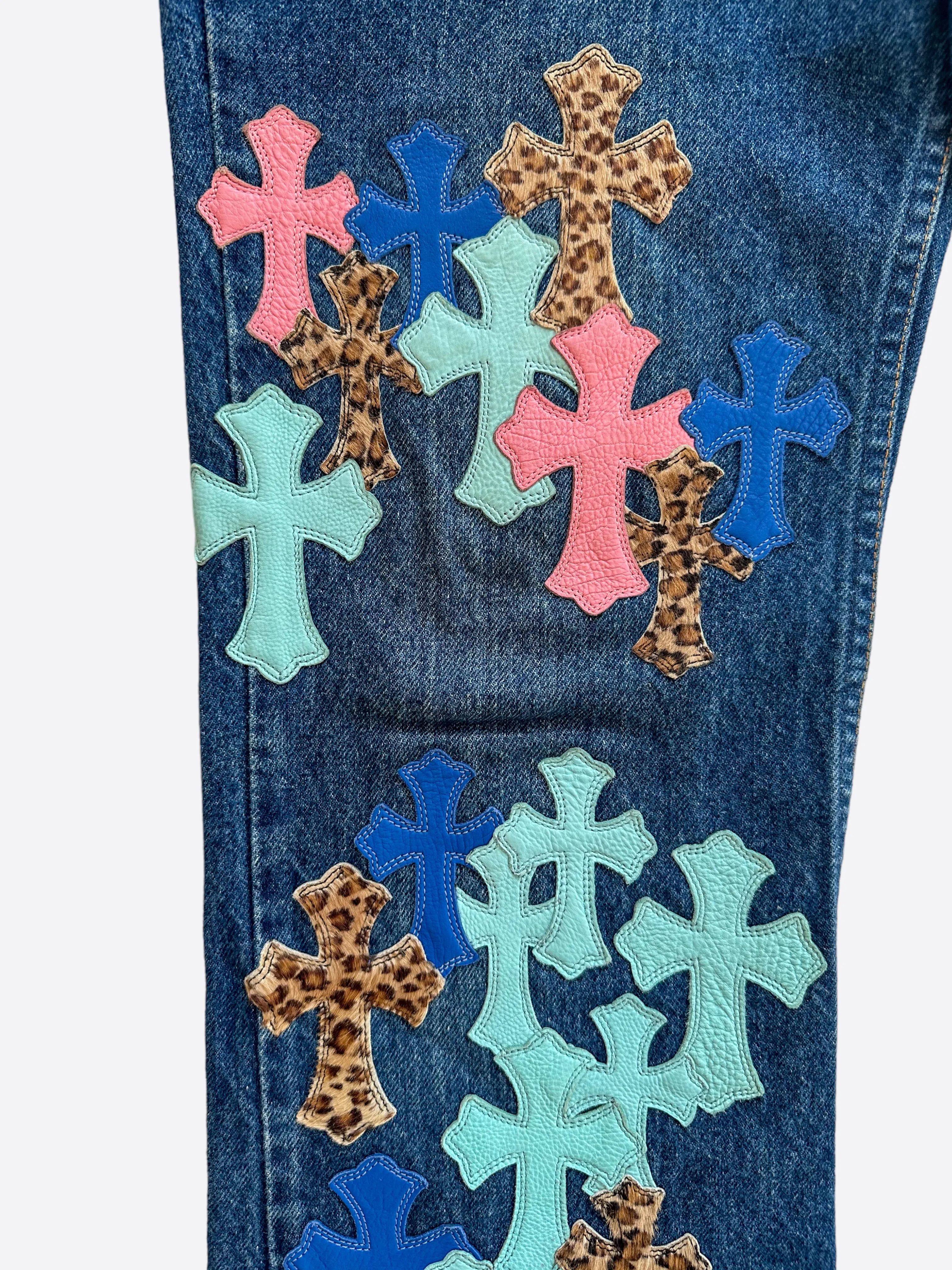 Chrome Hearts Levis Blue Multicolor Cross Patch 1/1 Jeans