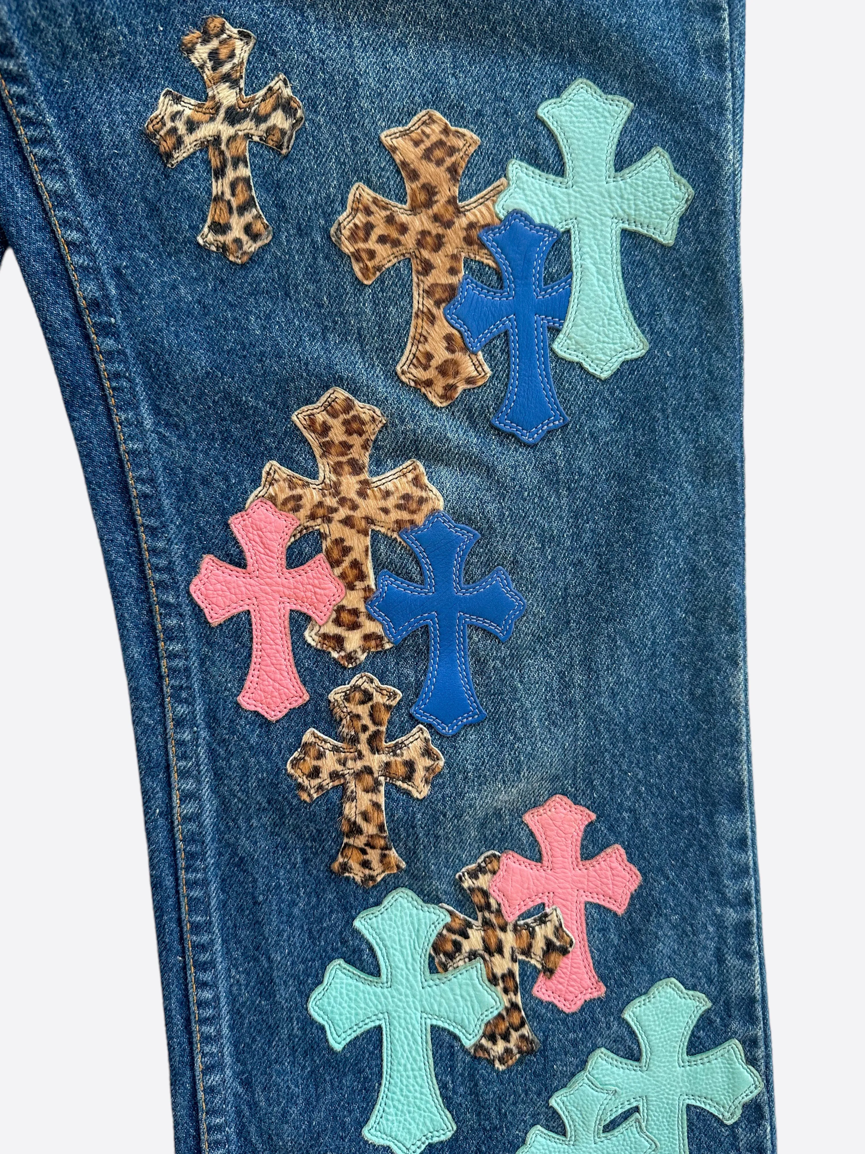 Chrome Hearts Levis Blue Multicolor Cross Patch 1/1 Jeans