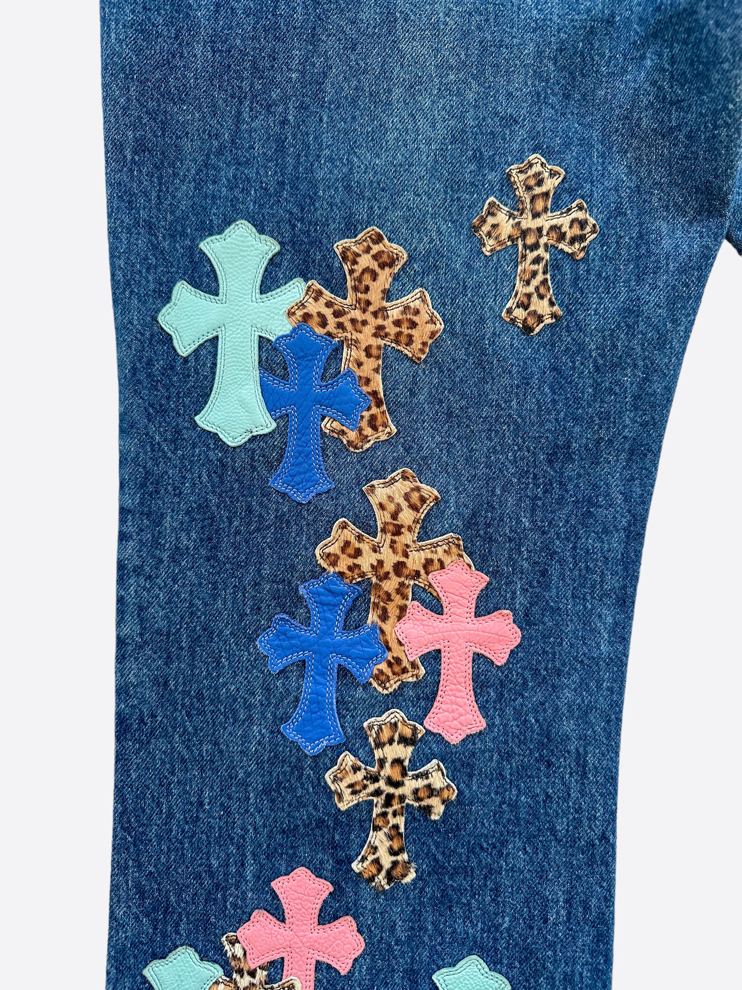 Chrome Hearts Levis Blue Multicolor Cross Patch 1/1 Jeans