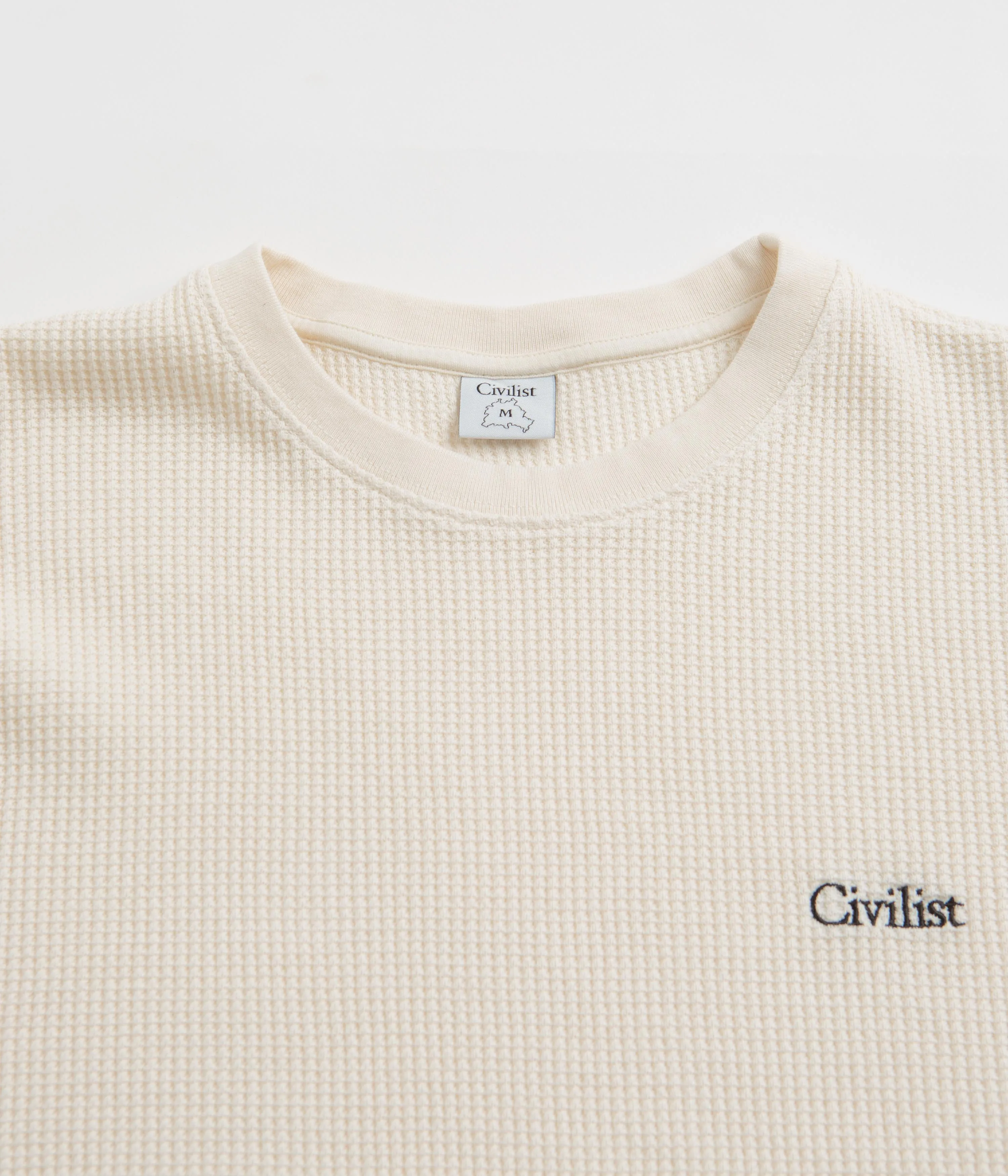 Civilist Thermal Waffle Long Sleeve T-Shirt - Ecru