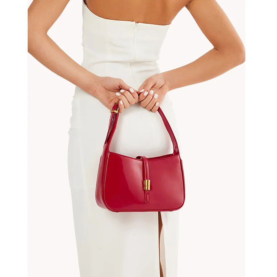 CLARA SHOULDER BAG - SCARLET PATENT