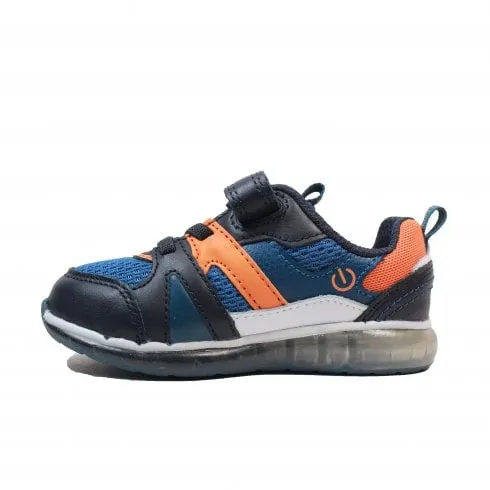 Clarks Spark Flash Toddler | Blue Combi | Childrens Light Up Trainers