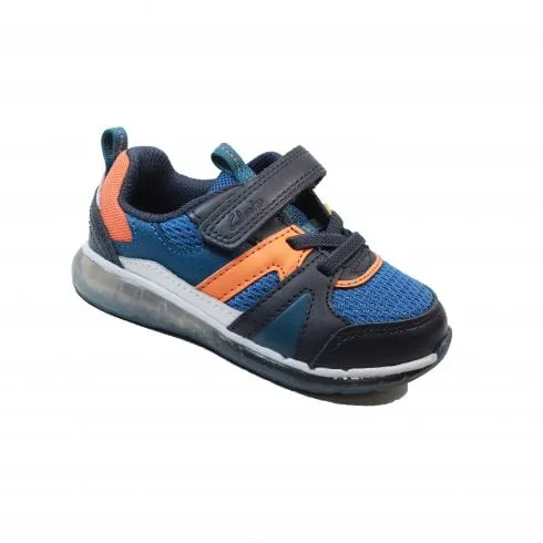 Clarks Spark Flash Toddler | Blue Combi | Childrens Light Up Trainers