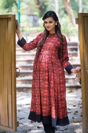 Classic Print Long Maternity and Nursing Kurta