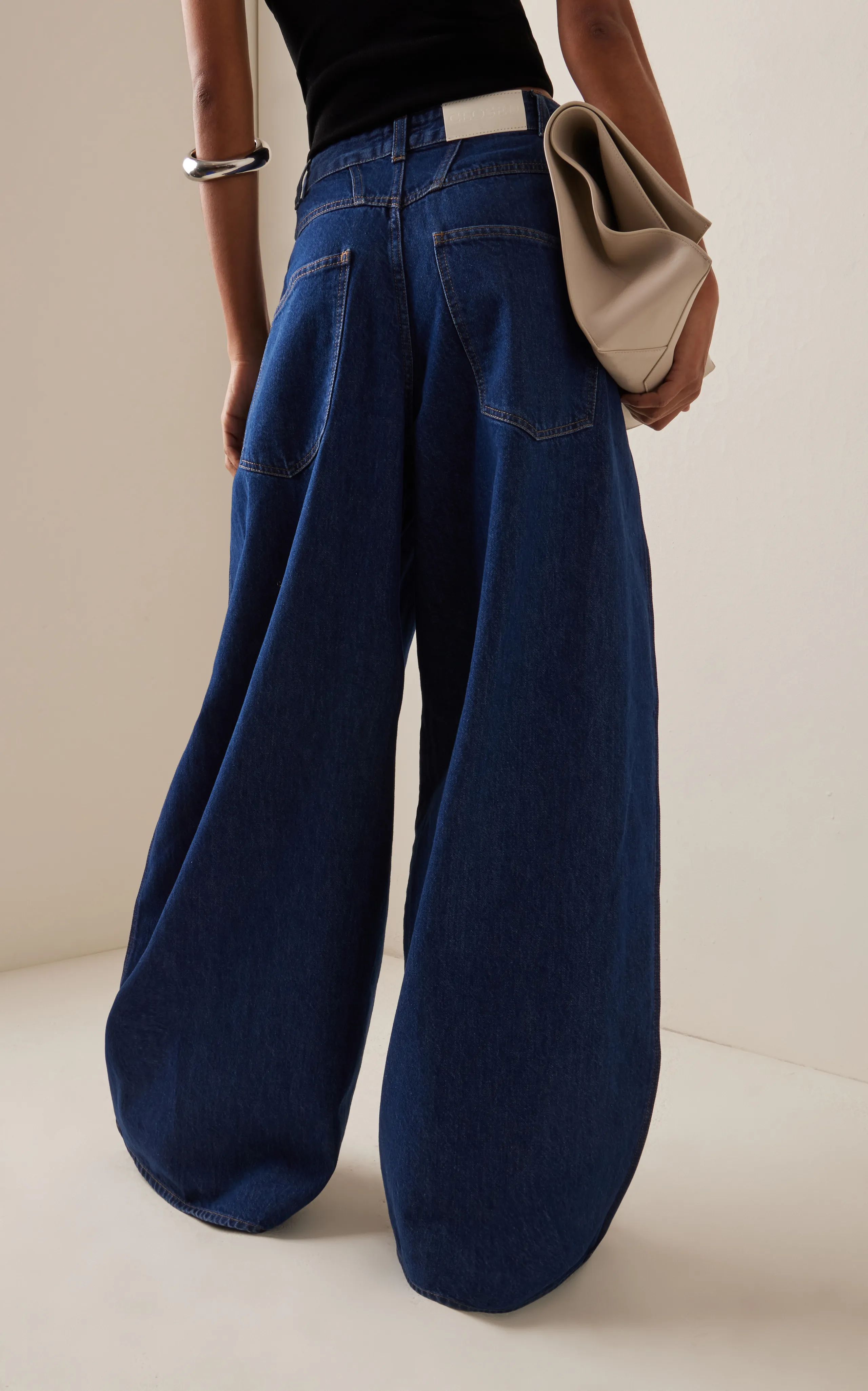 CLOSED Margo X Rigid Drape-Paneled High-Rise Wide-Leg Jeans