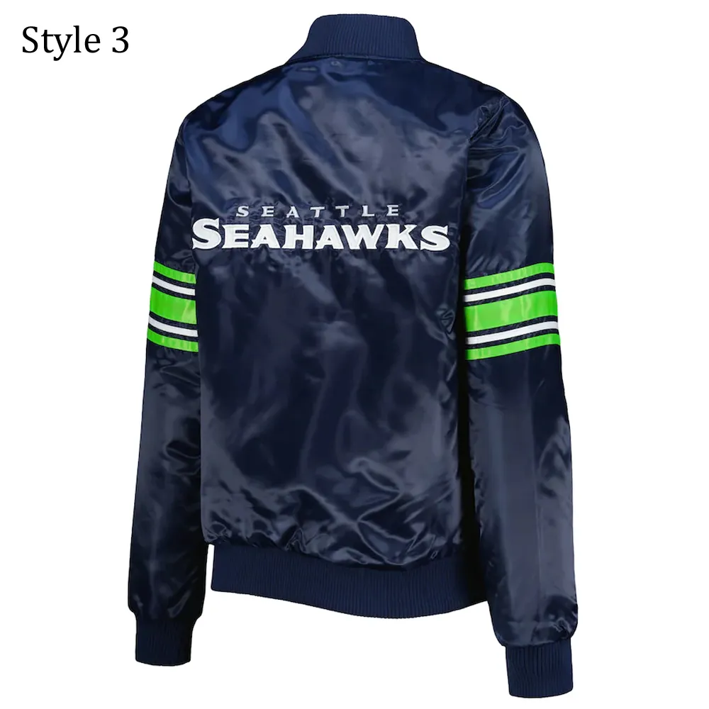 College Seattle Seahawks Prime Time Navy Blue Satin Jacket