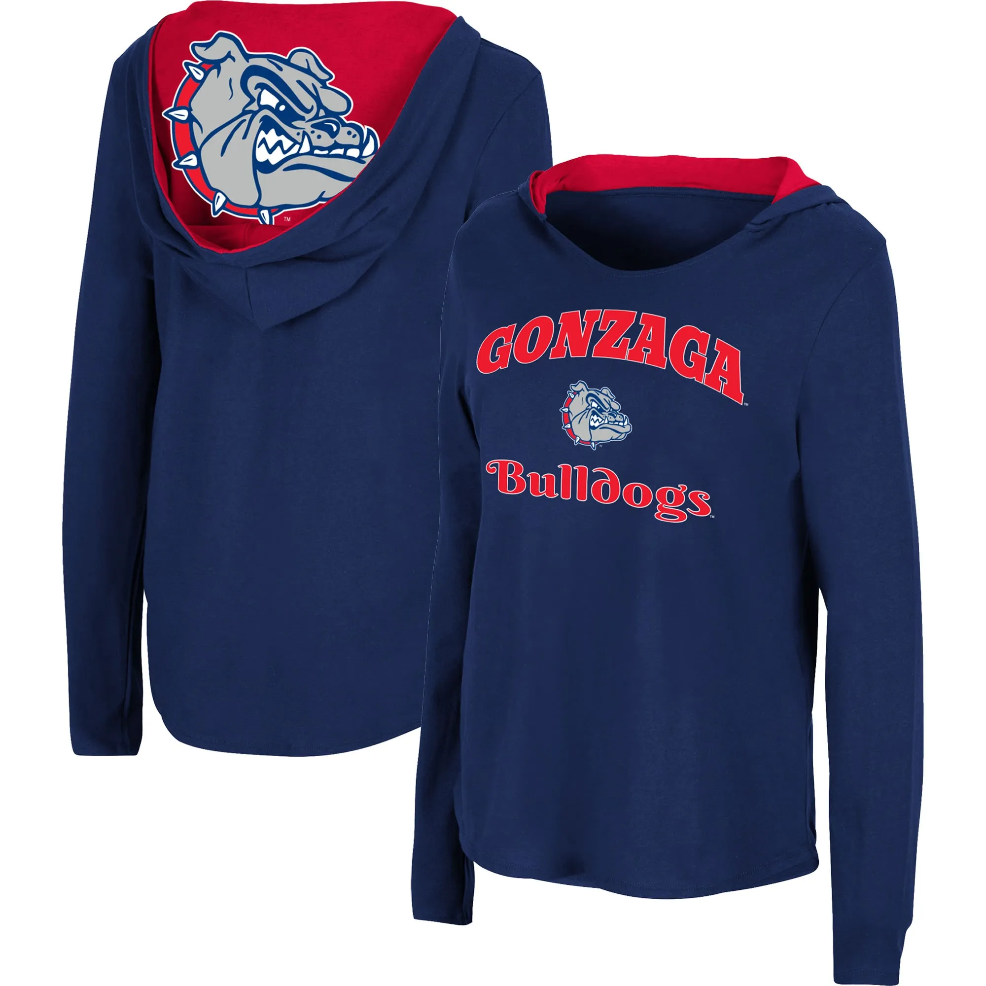 Colosseum Gonzaga Bulldogs Women's Navy Catalina Hoodie Long Sleeve T-Shirt