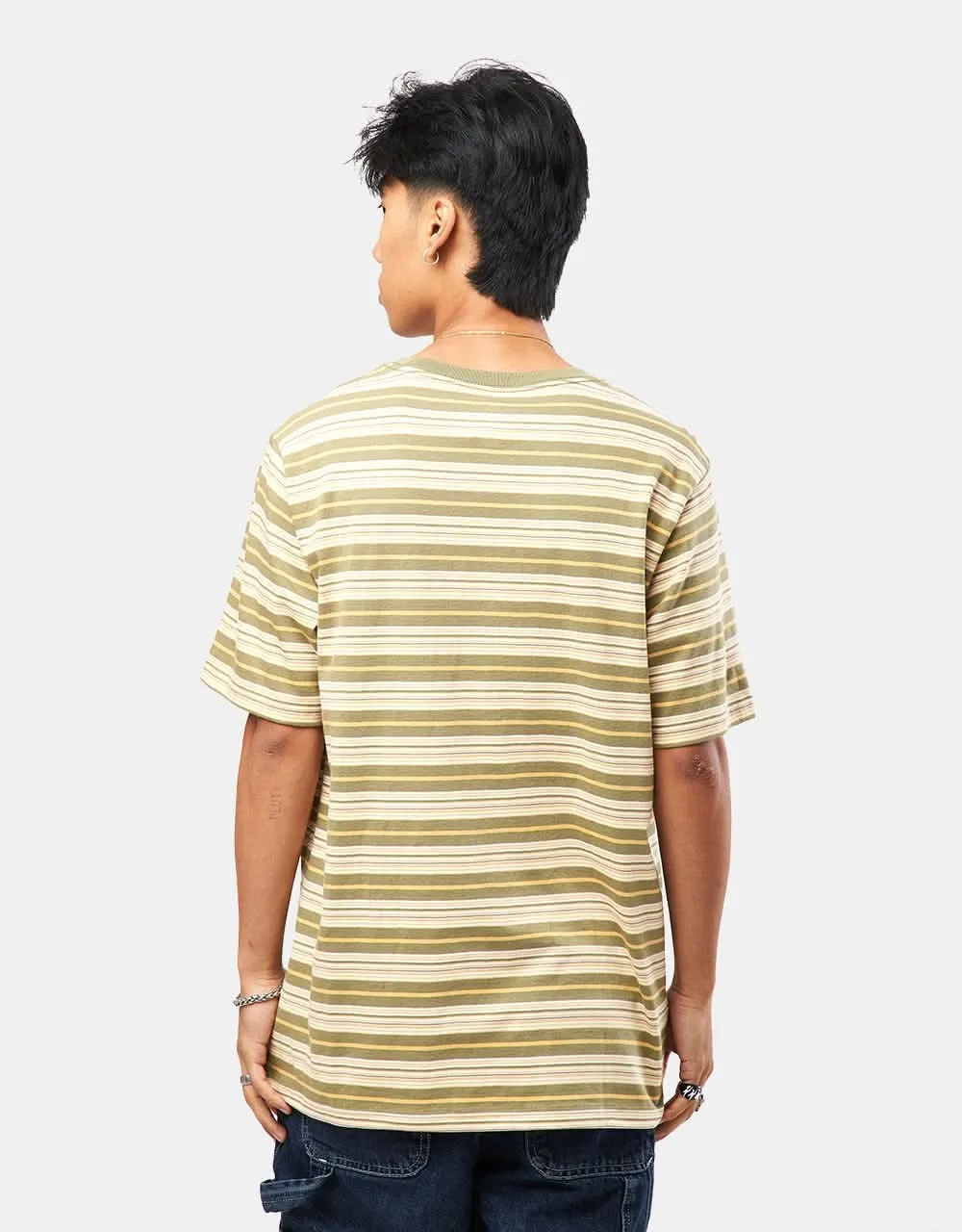 Converse Loose Fit Striped T-Shirt - Mossy Sloth Stripe