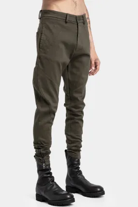 Cotton twill skinny trousers, Military Green