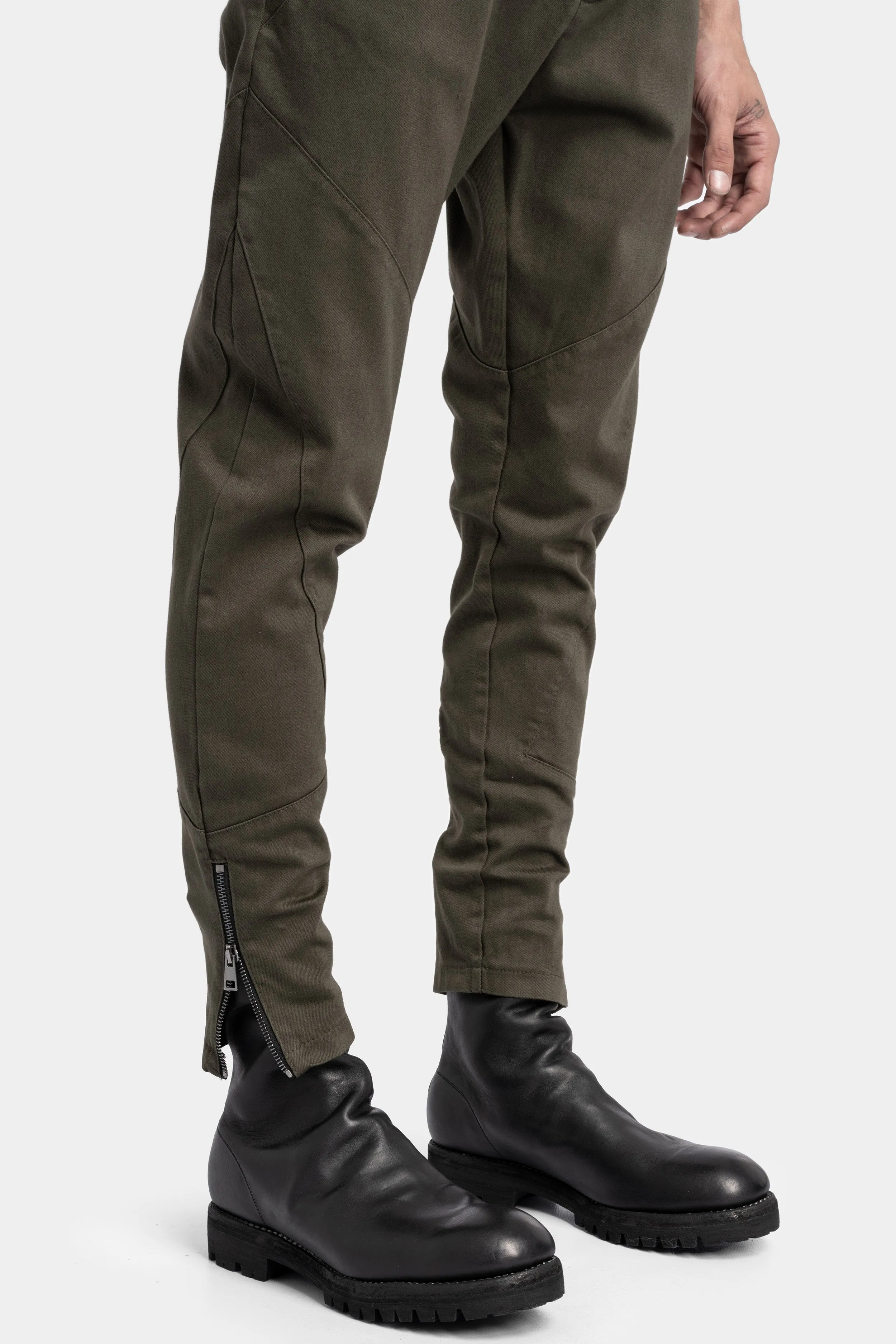 Cotton twill skinny trousers, Military Green