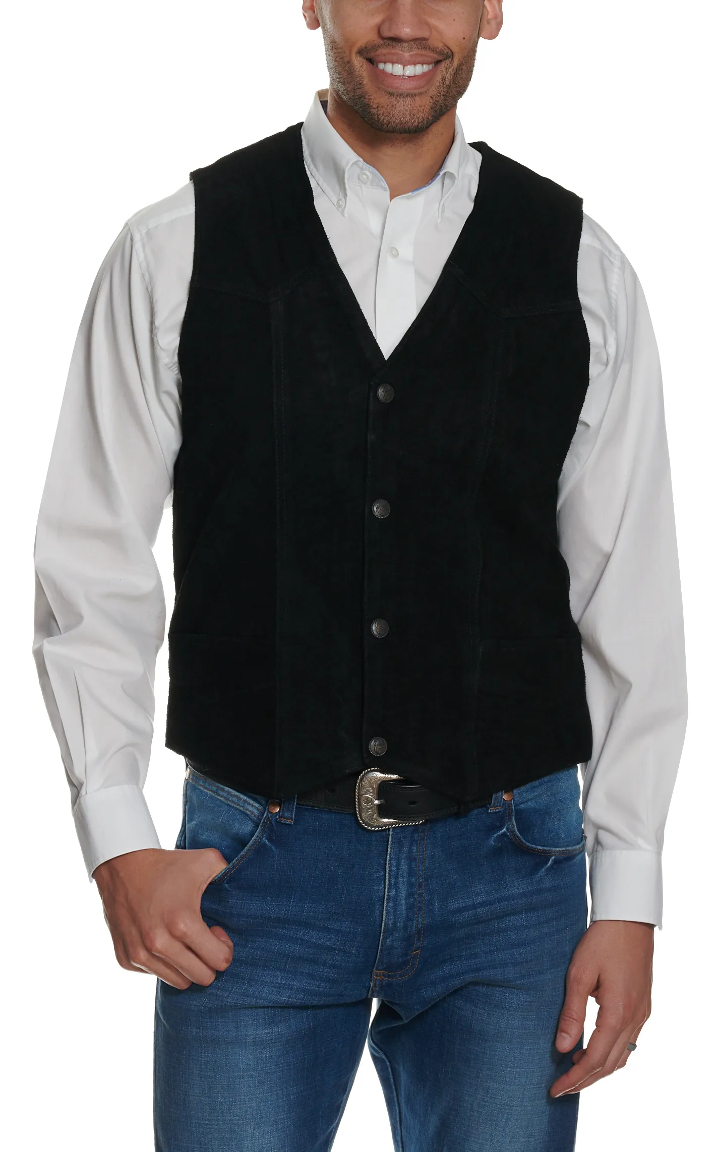 Cripple Creek Black Suede Western Cut Vest