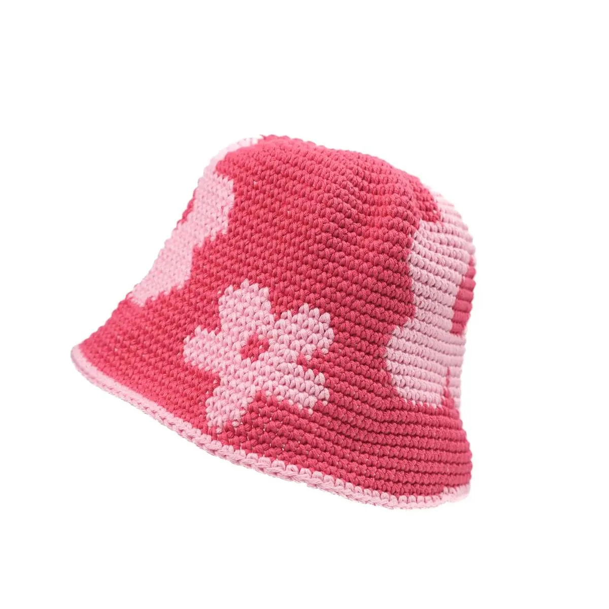 Crochet Bucket Hat - Pink Flower