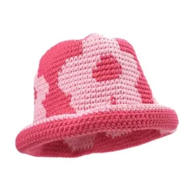 Crochet Bucket Hat - Pink Flower