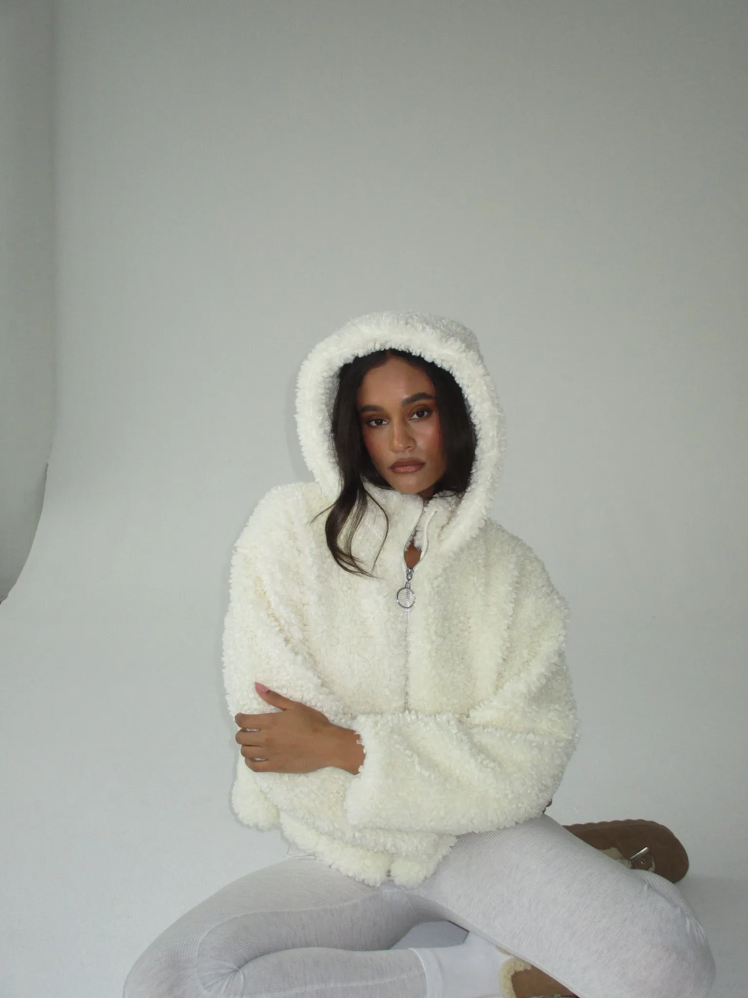 Curly Sherpa Jacket | Ivory