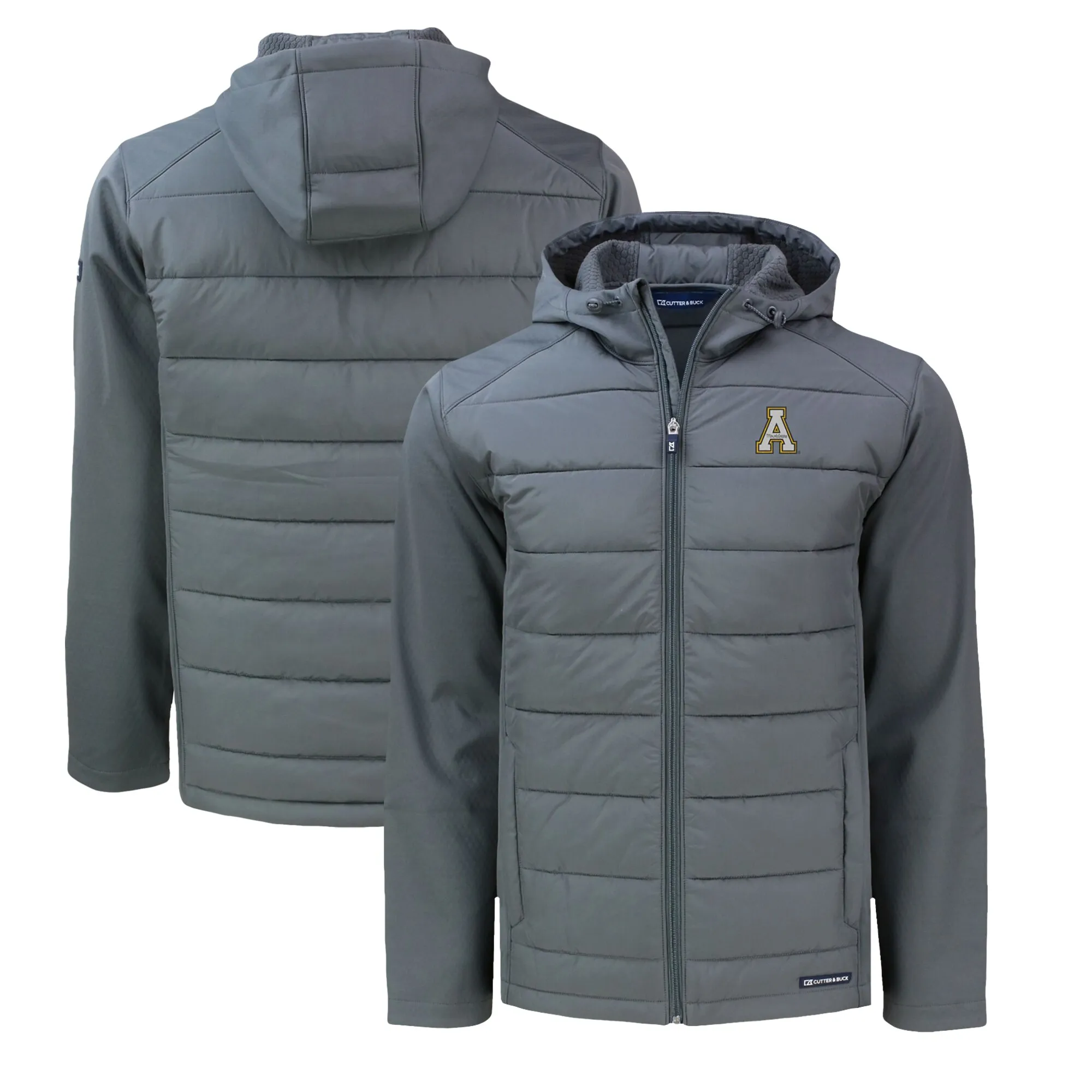 Cutter & Buck  Appalachian State Mountaineers Gray Big & Tall Evoke Hybrid Eco Softshell Recycled Full-Zip Hoodie