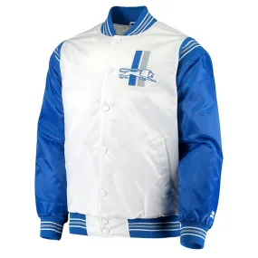 Detroit Lions Historic Logo Renegade White/Blue Satin Jacket