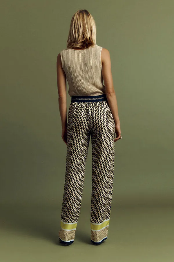 Devernois PALOMA FLOWING VISCOSE TWILL GRAPHIC PRINT TROUSERS