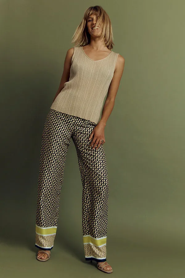 Devernois PALOMA FLOWING VISCOSE TWILL GRAPHIC PRINT TROUSERS