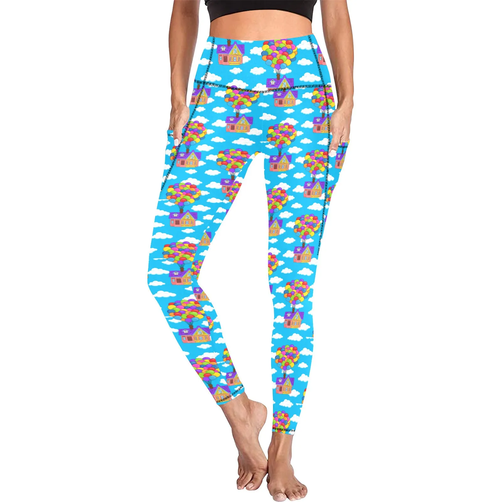 Disney Up Floating House Women's Athletic Leggings With Pockets