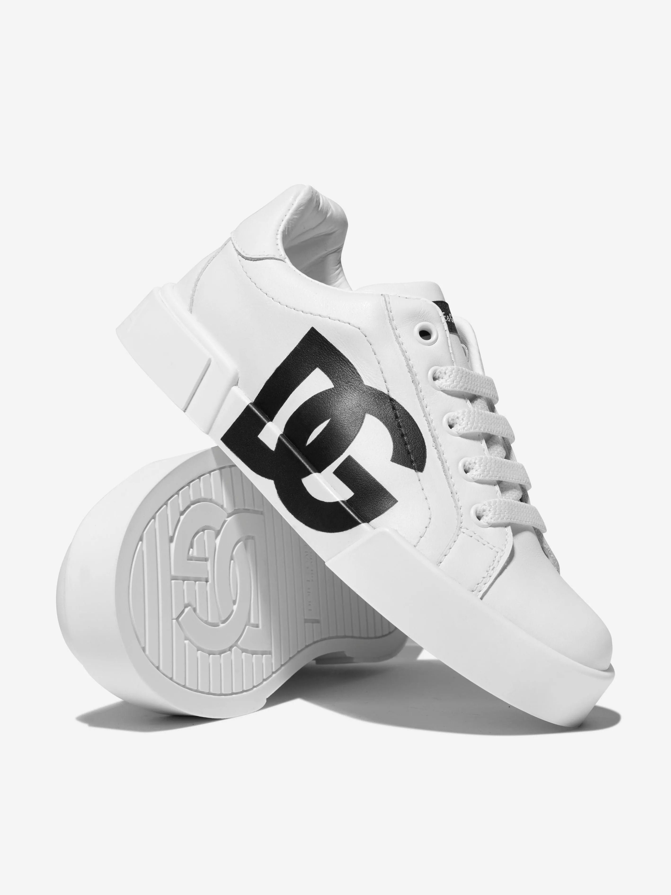 Dolce & Gabbana Kids Leather Low Top Logo Trainers