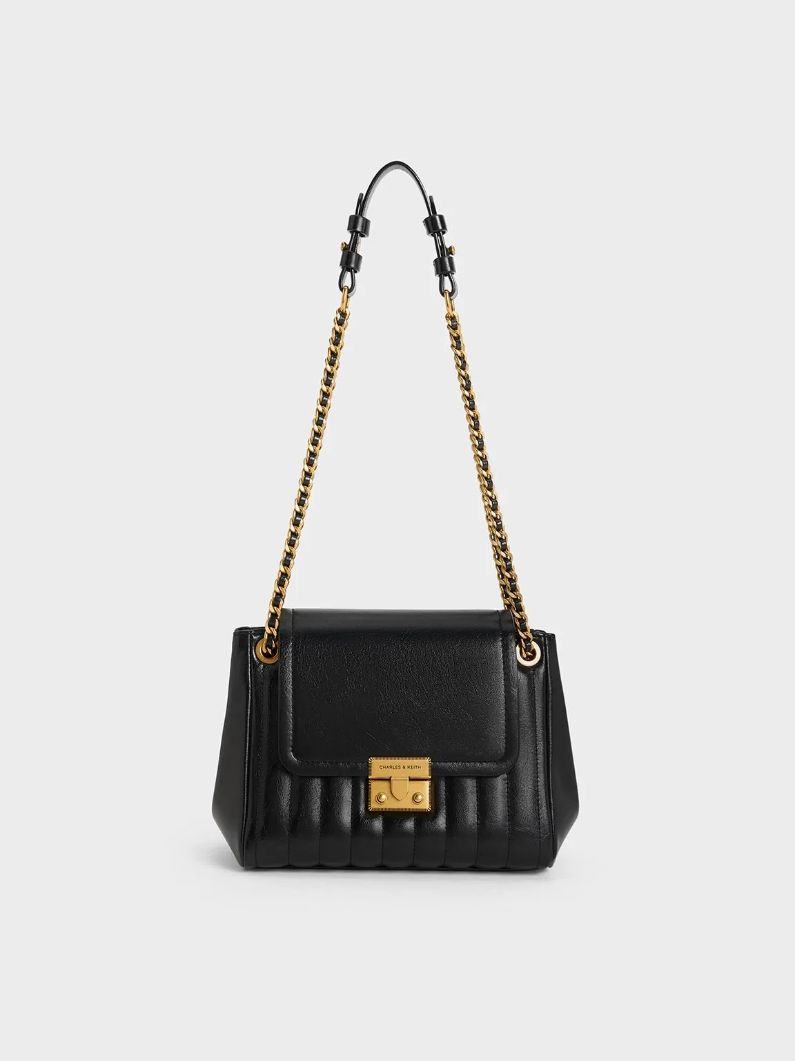 Donna Crinkle-Effect Shoulder Bag - Black