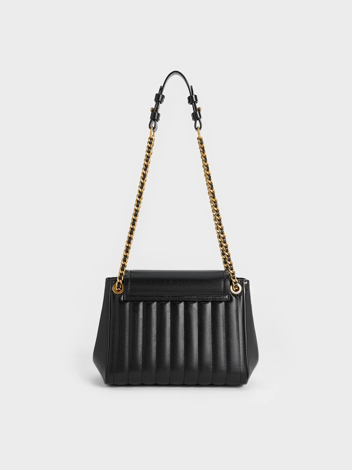 Donna Crinkle-Effect Shoulder Bag - Black