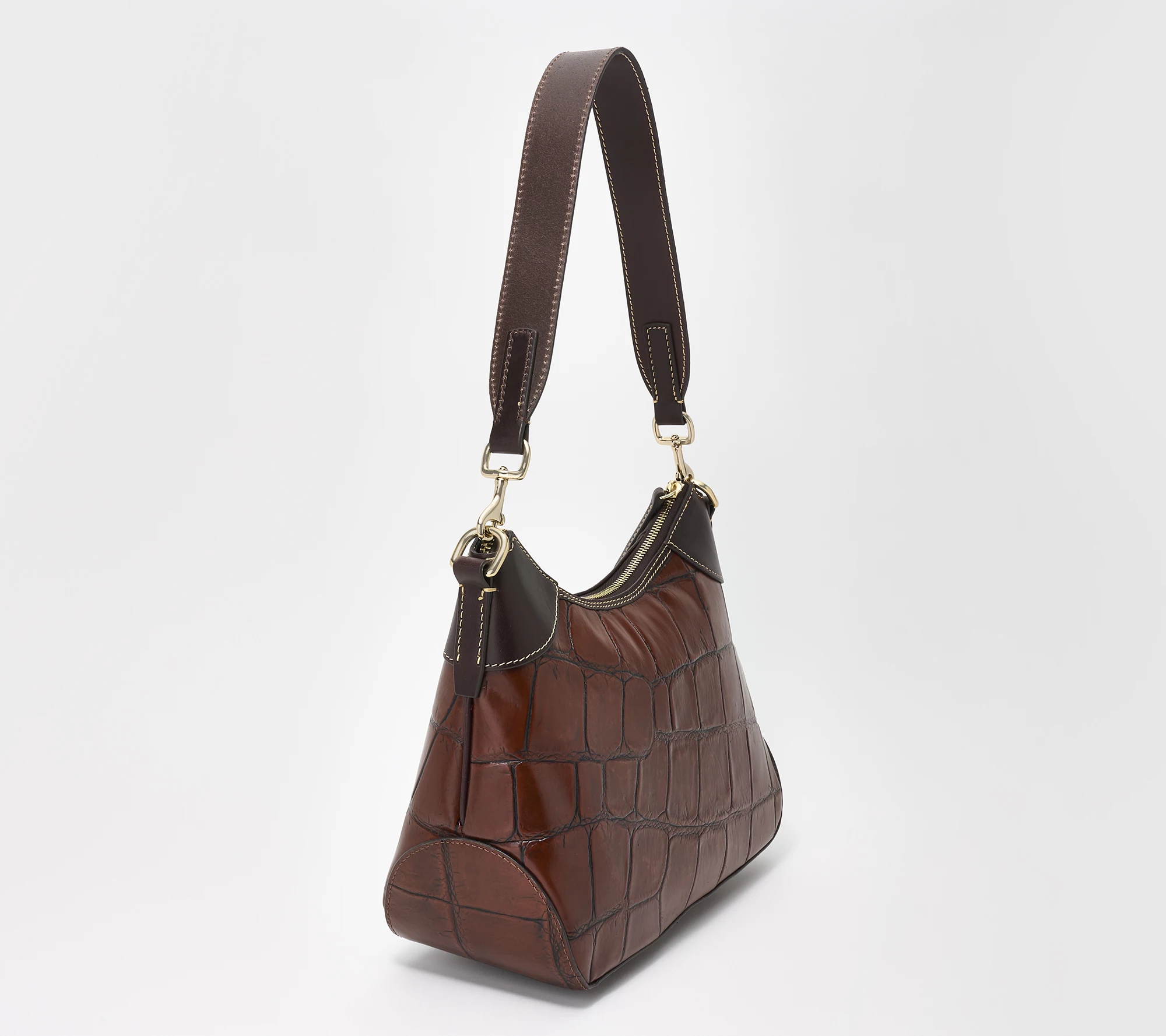 Dooney & Bourke Leather Croco Hobo Shoulder Bag