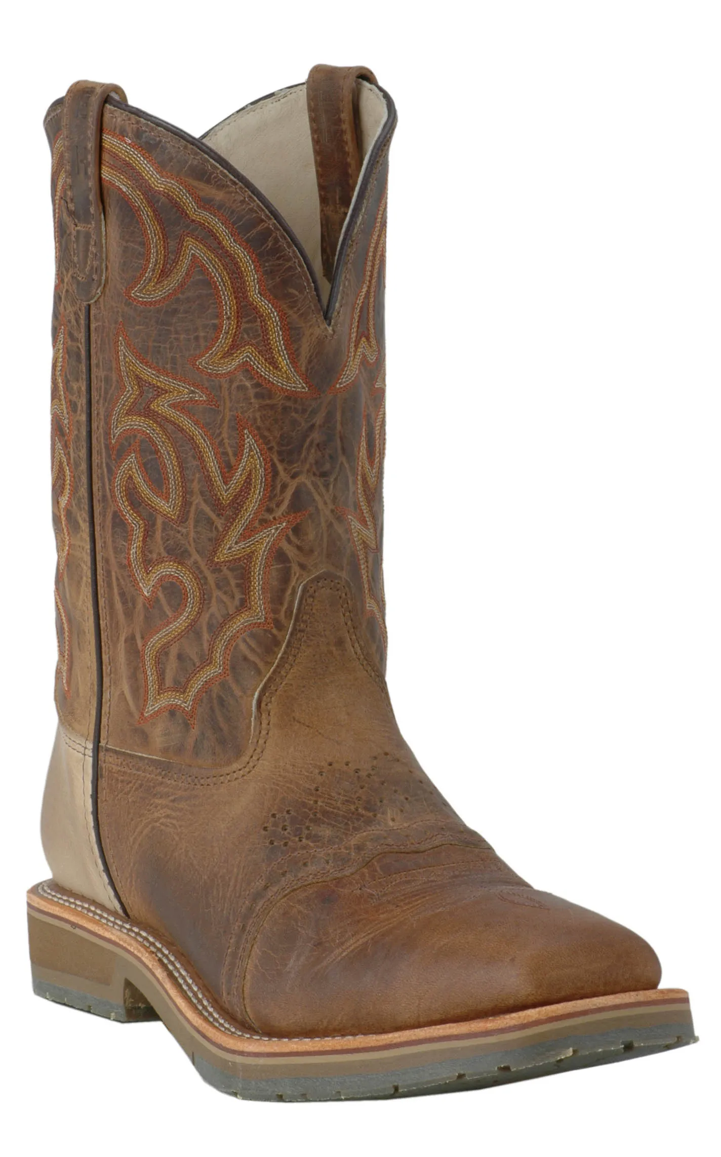 Double H Men's ICE Collection Distressed Folklore Brown Square Steel Toe Roper Work Boot
