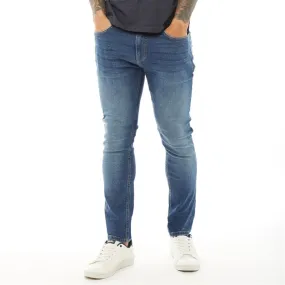 Duck And Cover Mens Overburg Tapered Fit Jeans Mid Wash