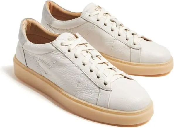 Eleventy logo-debossed leather sneakers Neutrals