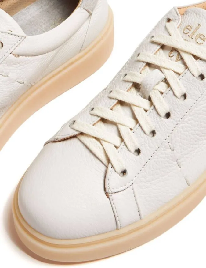 Eleventy logo-debossed leather sneakers Neutrals