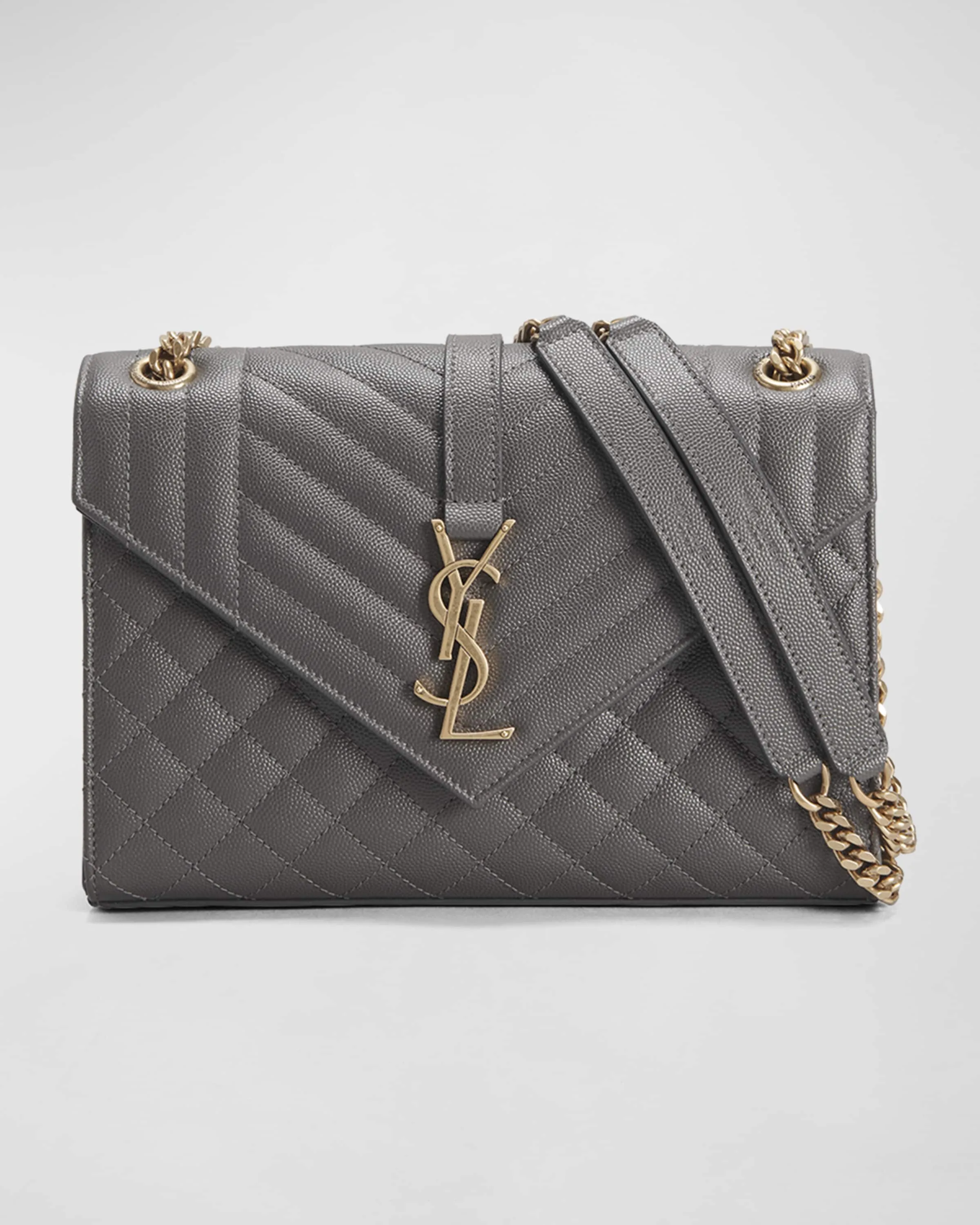 Envelope Triquilt Medium YSL Shoulder Bag in Grained Leather