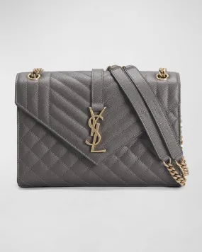 Envelope Triquilt Medium YSL Shoulder Bag in Grained Leather