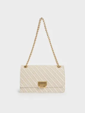 Everline Woven Braided-Strap Shoulder Bag - White