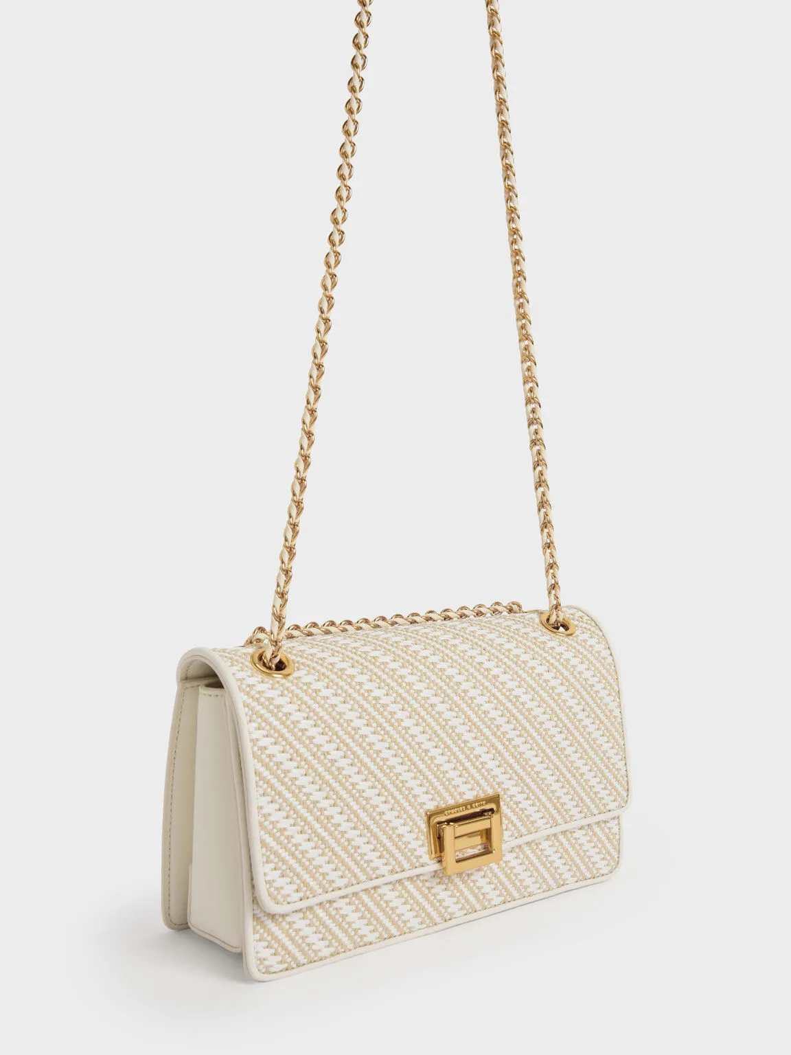 Everline Woven Braided-Strap Shoulder Bag - White