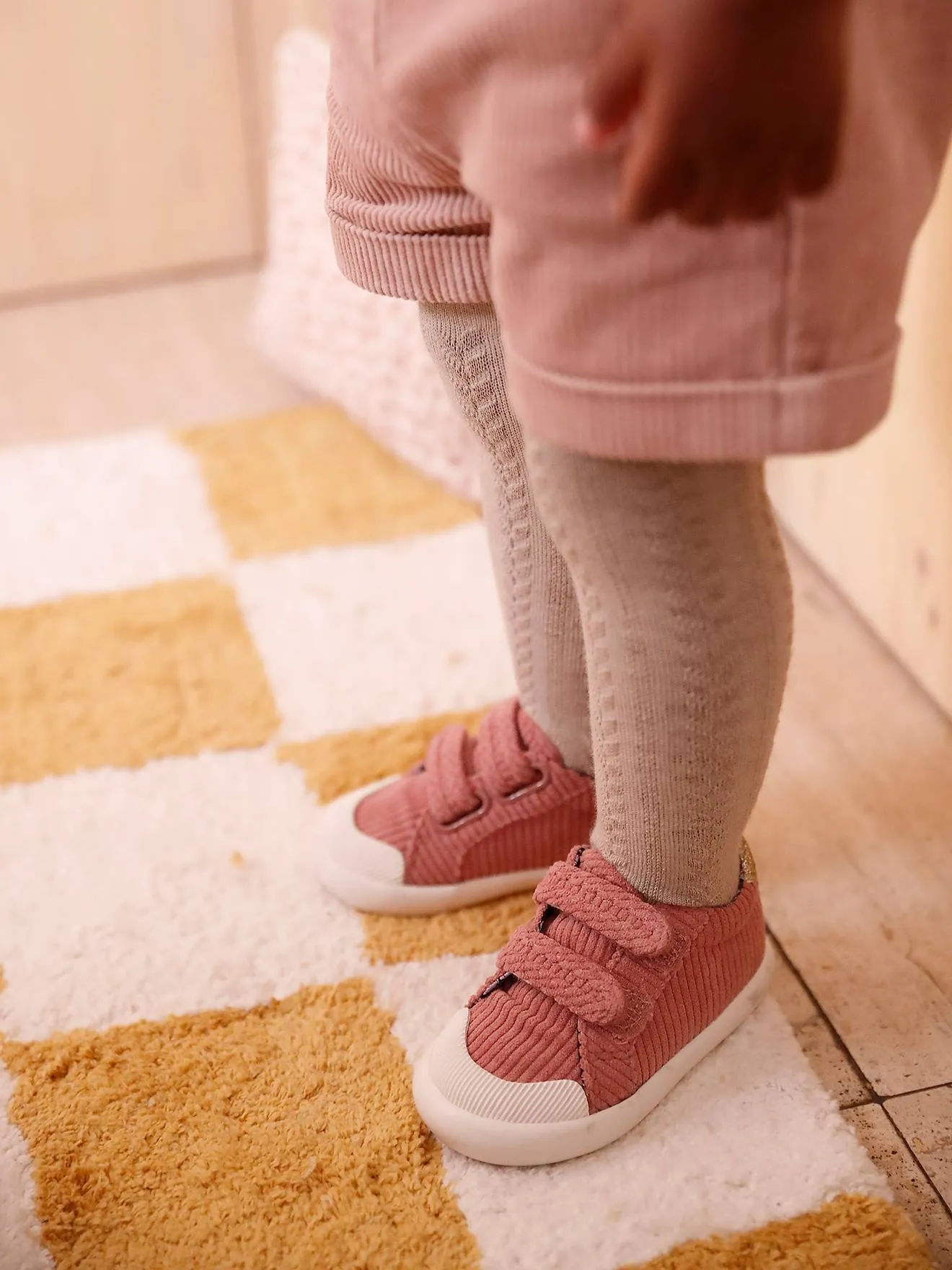 Fabric Trainers with Hook-&-Loop Straps for Babies - raspberry pink