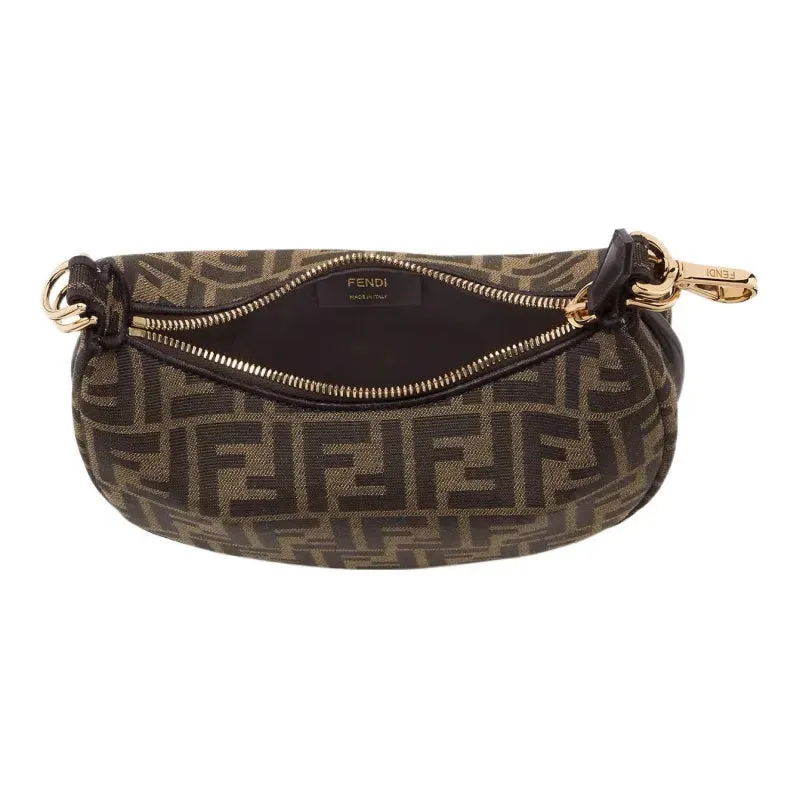     Fendi   Adjustable And Detachable Shoulder Strap Zipper Opening And Closing Jacquard Pattern Cotton Nylon Wrist Bag