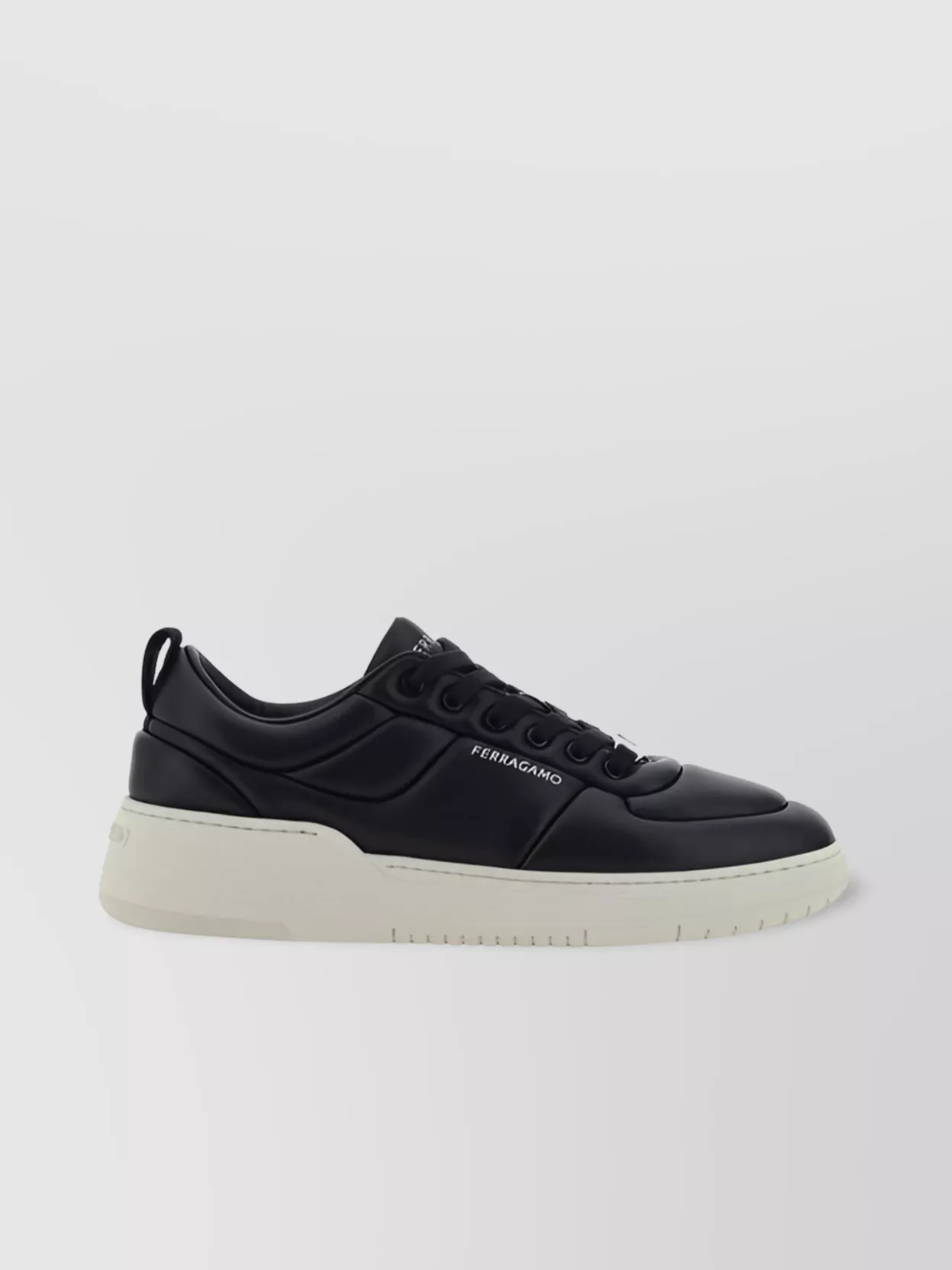 Ferragamo   Round toe low-top sneakers with rubber sole