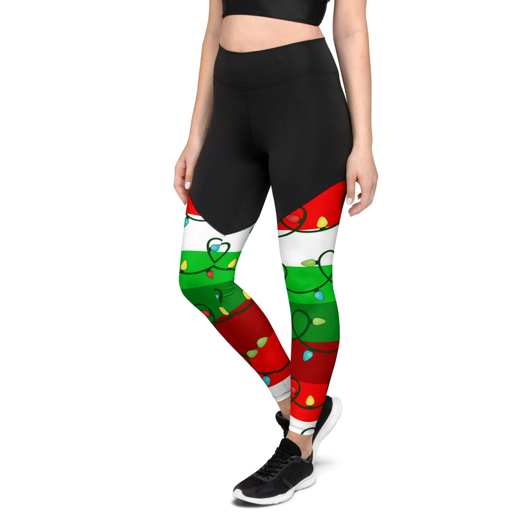 Festive Christmas Lights Compression Leggings