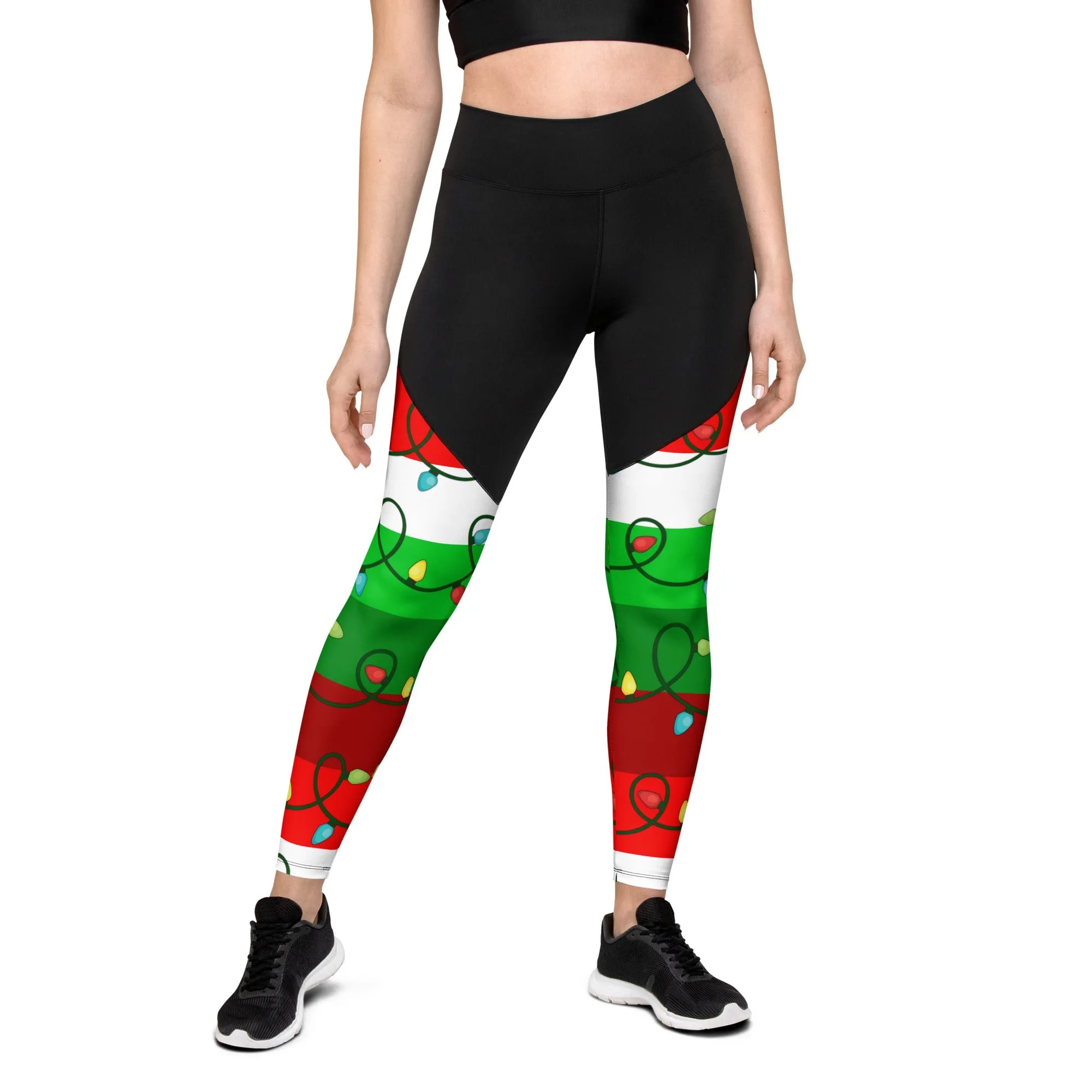 Festive Christmas Lights Compression Leggings