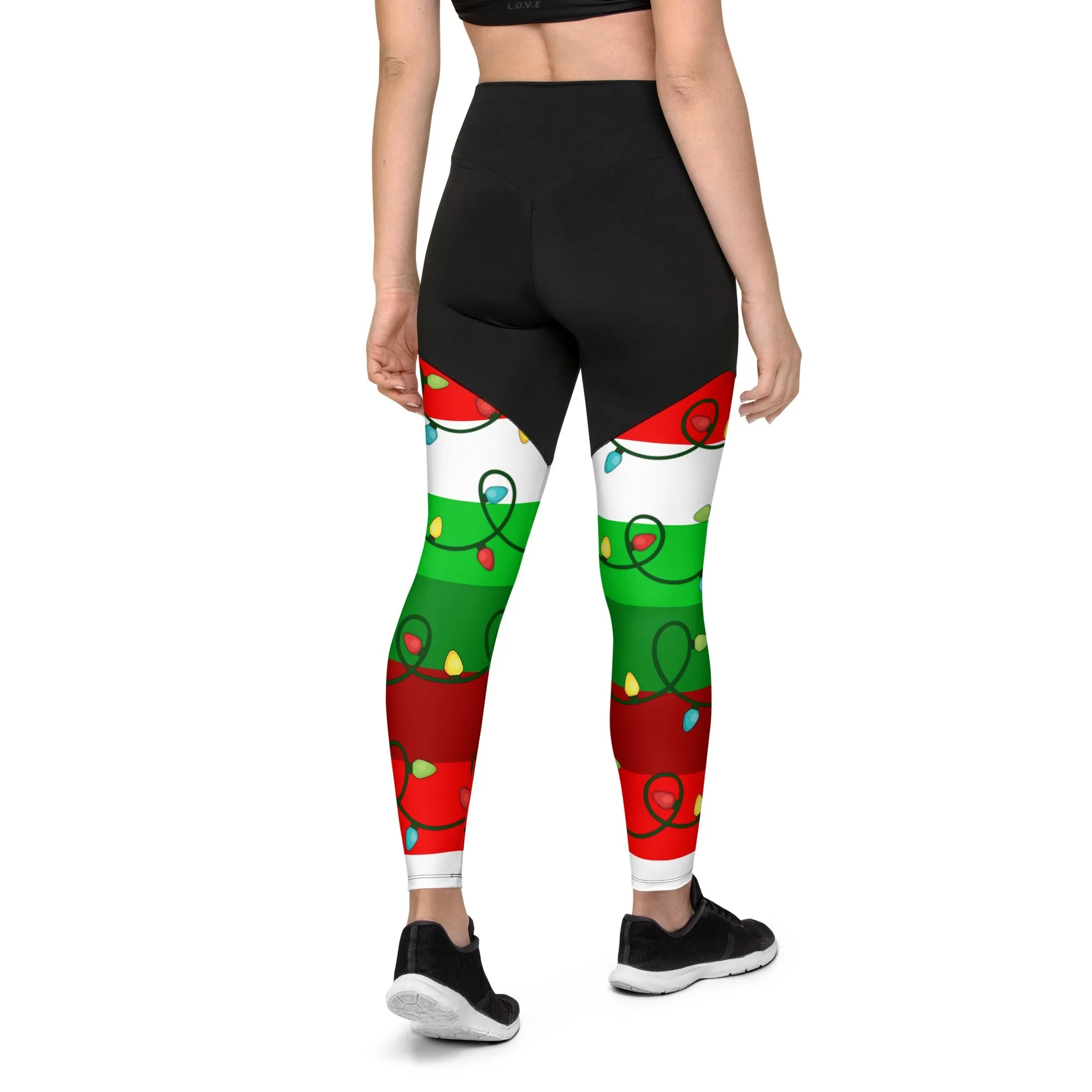 Festive Christmas Lights Compression Leggings