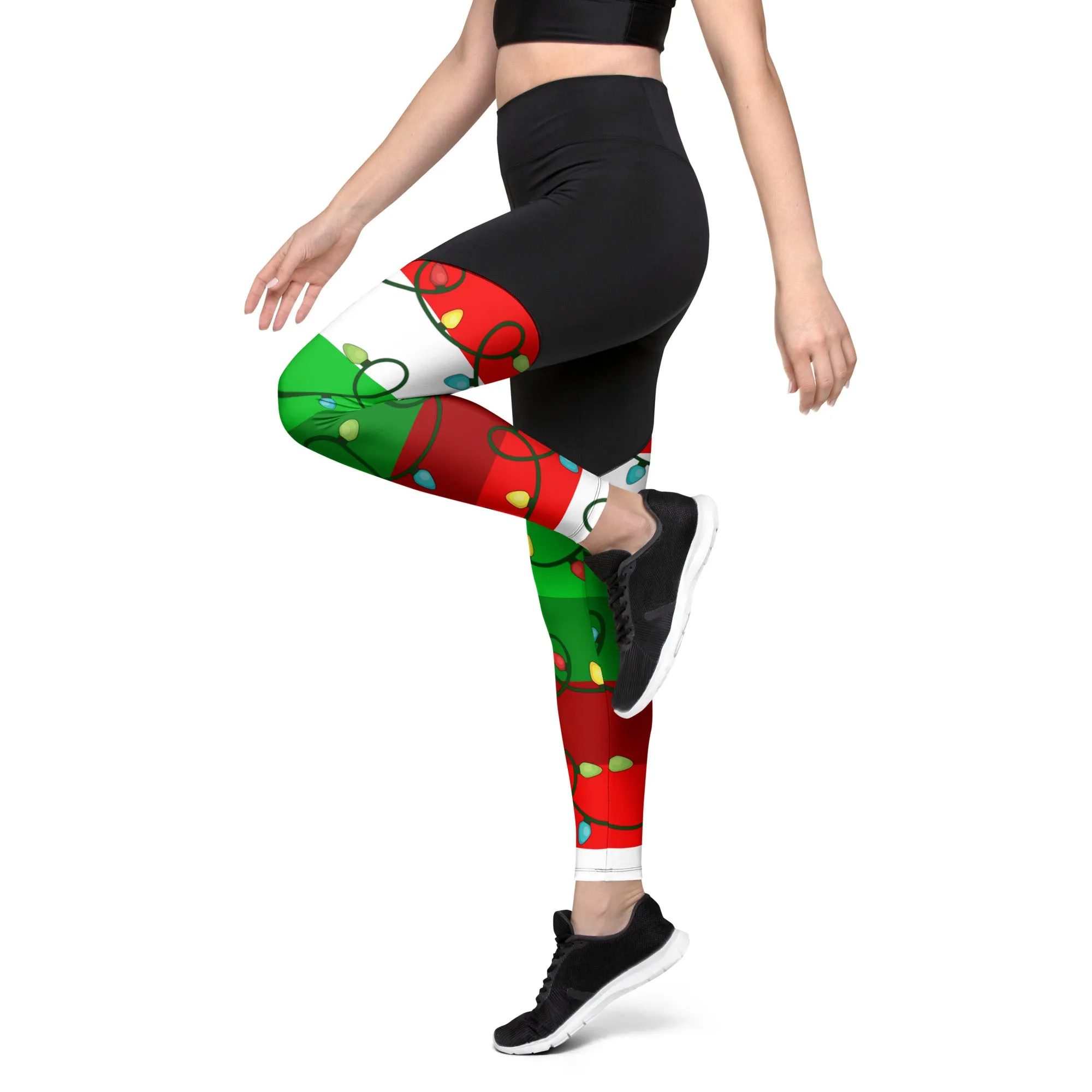 Festive Christmas Lights Compression Leggings