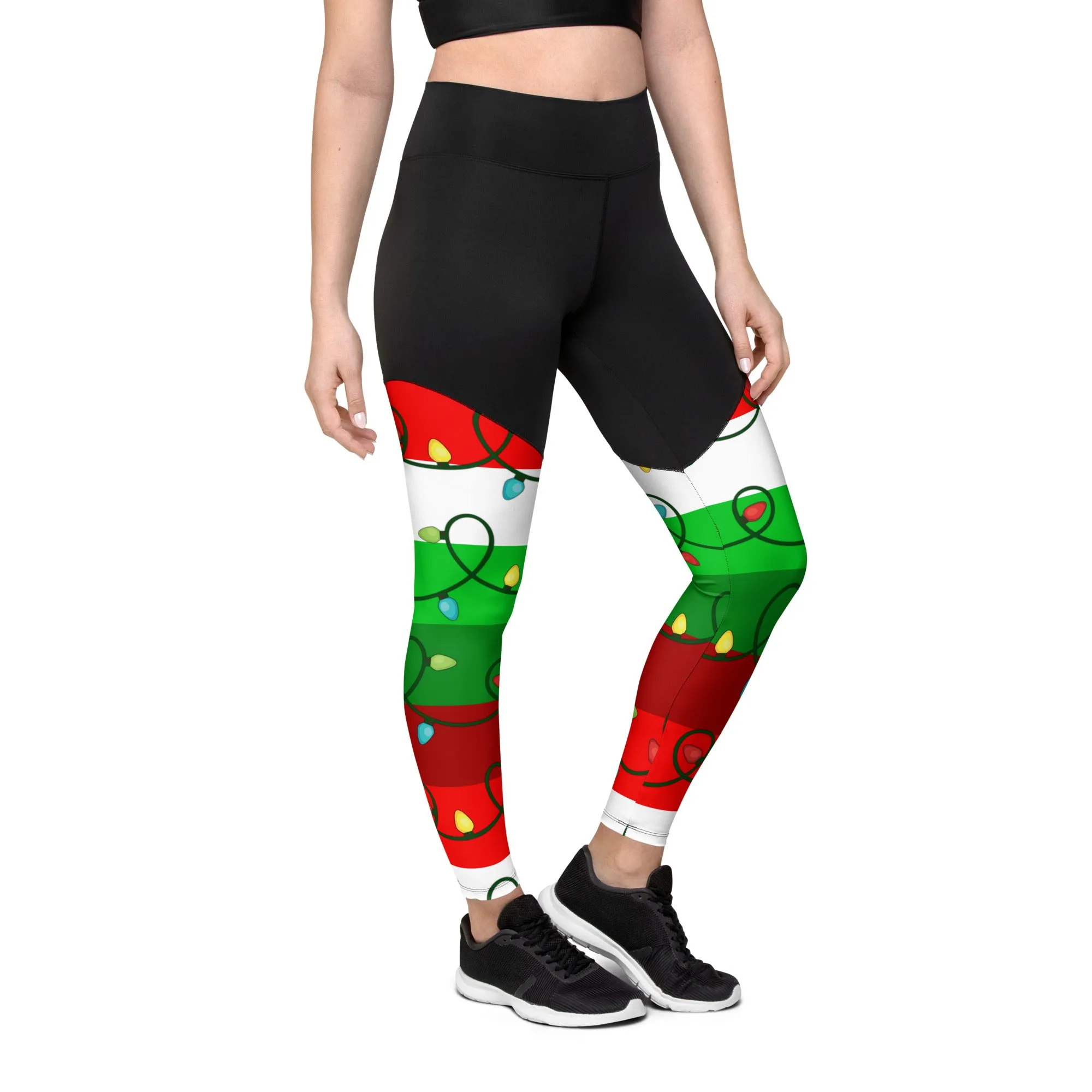 Festive Christmas Lights Compression Leggings