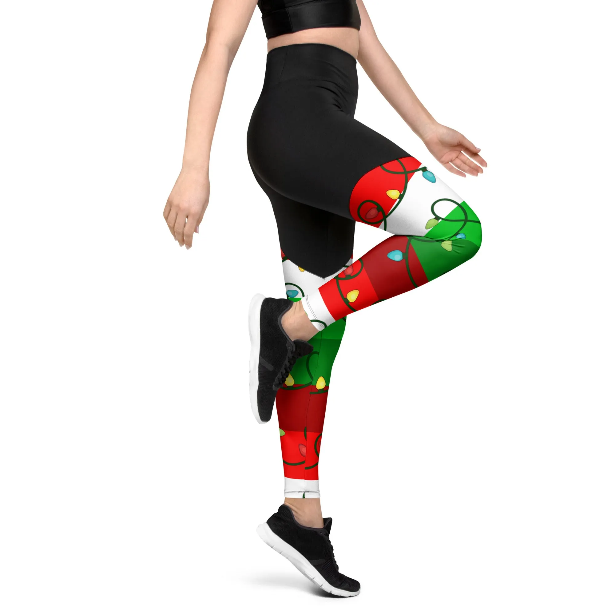 Festive Christmas Lights Compression Leggings