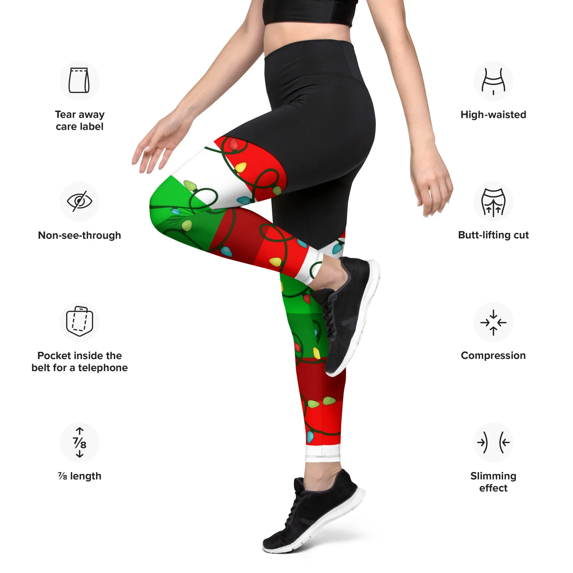 Festive Christmas Lights Compression Leggings