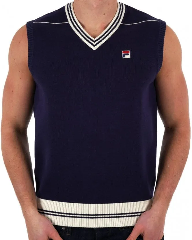 Fila Vintage Knitted Tank Vest Navy