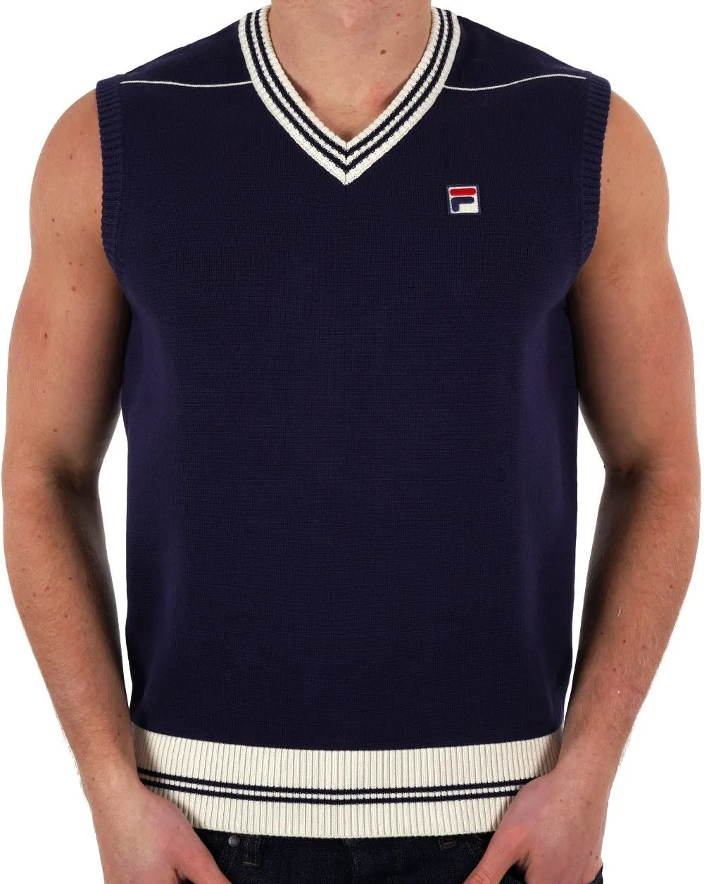 Fila Vintage Knitted Tank Vest Navy