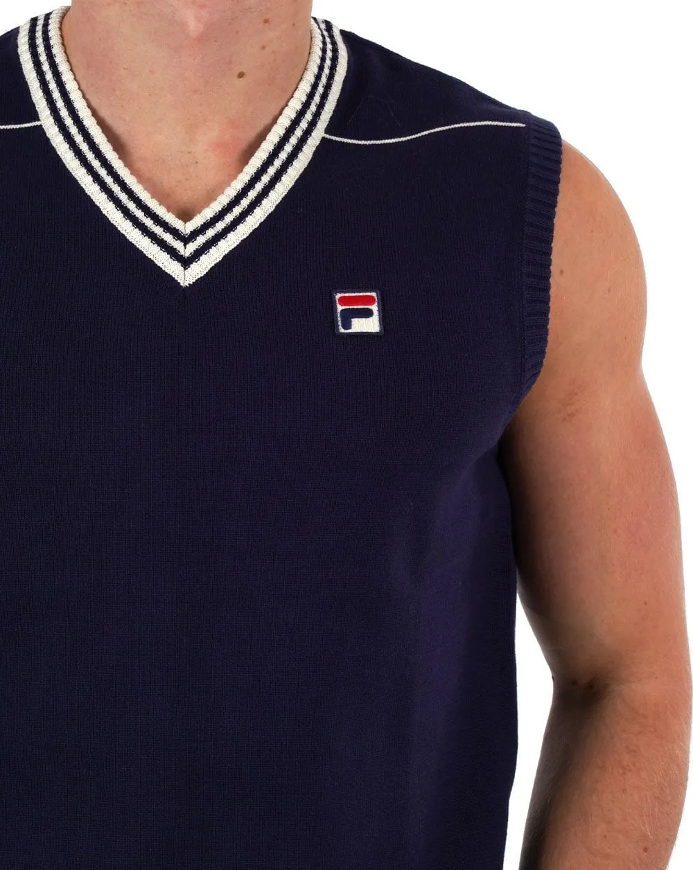 Fila Vintage Knitted Tank Vest Navy