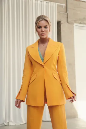 Flared Jacket with Slits on the Sleeves Yellow